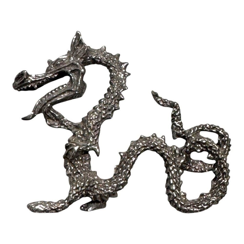 Mystic Dragon Figurine Handcrafted Pewter Sculpture 2” Detailed Miniature
